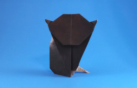 Origami Cat by Makoto Yamaguchi. Folded from a square of Animal Print origami paper by Gilad Aharoni on giladorigami.com