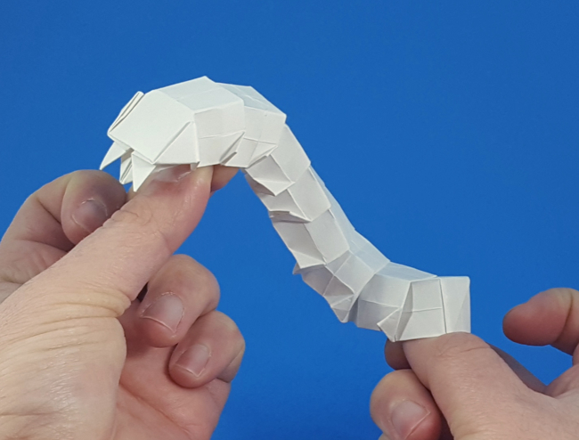 Origami Caterpillar by Hideo Komatsu. Folded from a rectangle of IKEA Mala paper by Gilad Aharoni on giladorigami.com