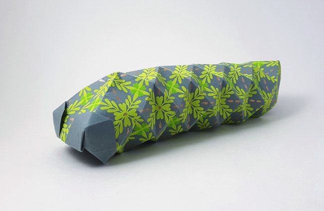 Origami Caterpillar by Nick Robinson. Folded from a rectangle of hand made scrapbooking paper by Gilad Aharoni on giladorigami.com