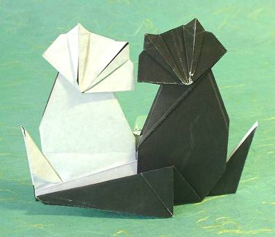 Origami Cats - me and my shadow by Fred Rohm. Folded by Gilad Aharoni on giladorigami.com