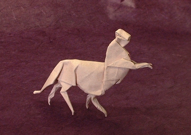Origami Centaur by Gabriel Alvarez Casanovas. Folded by Gilad Aharoni on giladorigami.com
