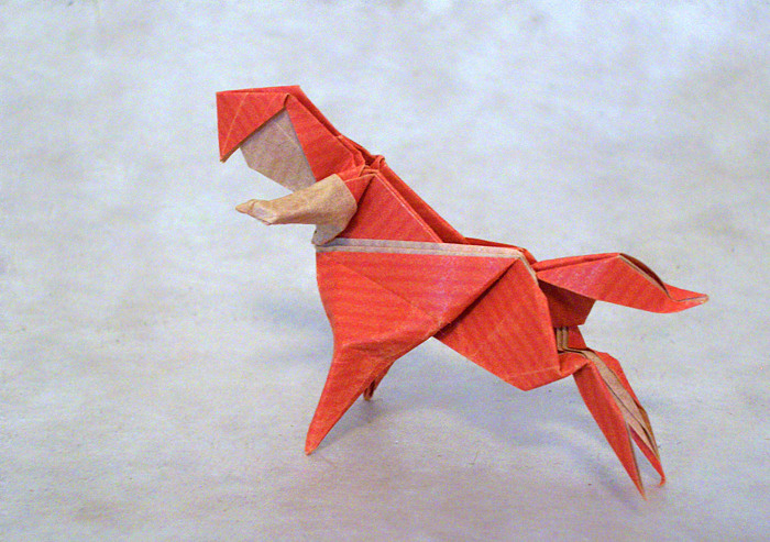 Origami Centaur by Yamada Katsuhisa. Folded from a square of kraft origami paper by Gilad Aharoni on giladorigami.com