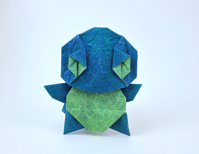 Origami Water by Xin Can (Ryan) Dong. Folded from a square of Duo Thai origami paper by Gilad Aharoni on giladorigami.com