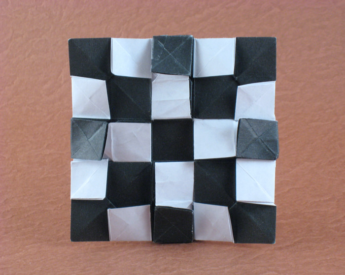 Origami Chessboard - 5X5 - clean by John Montroll. Folded from a square of origami paper by Gilad Aharoni on giladorigami.com
