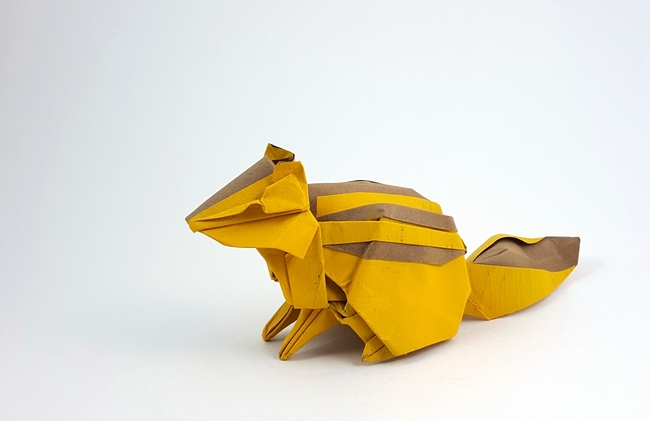 Origami Chipmunk by Gen Hagiwara. Folded from a square of Tant paper by Gilad Aharoni on giladorigami.com