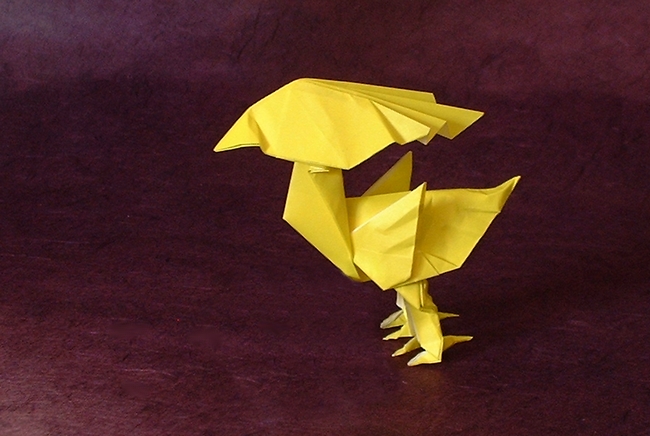 Origami The yellow bird (Chocobo) by Satoshi Kamiya. Folded by Gilad Aharoni on giladorigami.com