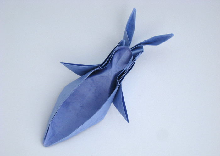 Origami Clione by Kunihiko Kasahara. Folded from a rectangle of textured origami paper by Gilad Aharoni on giladorigami.com