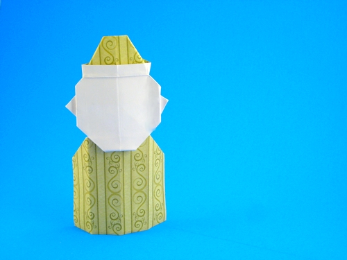 Origami Clown by David Petty. Folded from a rectangle of scrapbooking paper by Gilad Aharoni on giladorigami.com