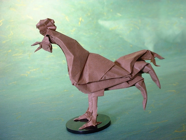 Origami Rooster by Eric Joisel. Folded by Gilad Aharoni on giladorigami.com