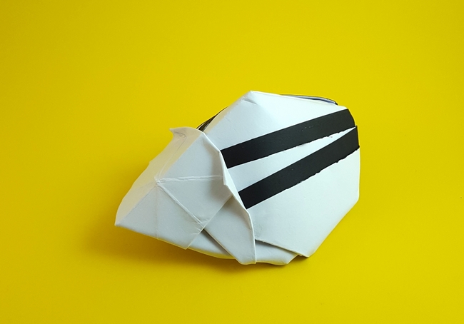 Origami Colorado beetle by Jozsef Zsebe. Folded from a square of cardstock by Gilad Aharoni on giladorigami.com