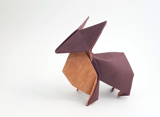 Origami Corgi by David Brill. Folded by Gilad Aharoni on giladorigami.com
