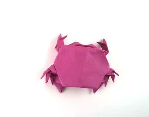 Origami Crab by Hashima Hitoshi. Folded from a rectangle of IKEA Mala paper by Gilad Aharoni on giladorigami.com