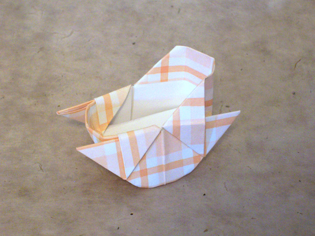 Origami Cradle by Yamanashi Akiko. Folded from a square of scrapbooking paper by Gilad Aharoni on giladorigami.com