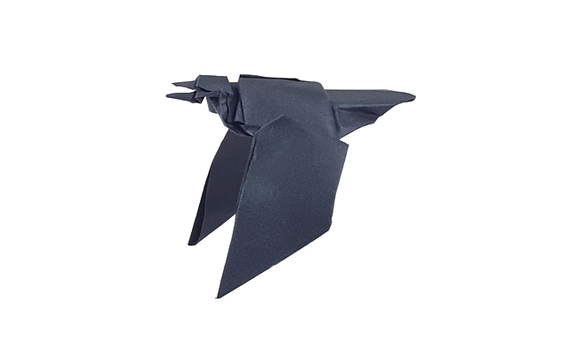 Origami Crow by Seth M. Friedman. Folded from a square of Tant paper by Gilad Aharoni on giladorigami.com