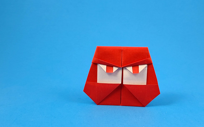 Origami Daruma by Ashimura Shun'ichi. Folded from a square of origami paper by Gilad Aharoni on giladorigami.com