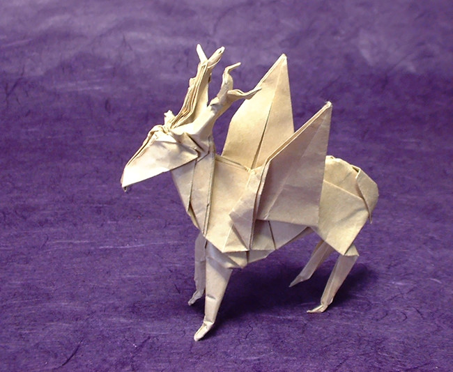 Origami Deer with wings by Jun Maekawa. Folded by Gilad Aharoni on giladorigami.com
