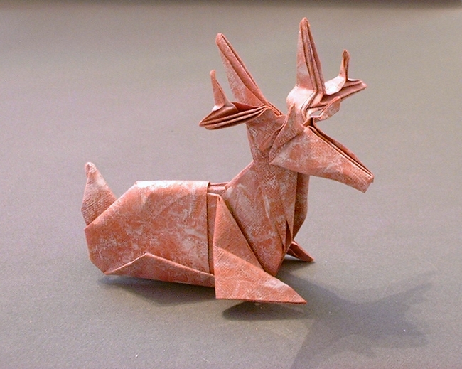 Origami Deer by Jun Maekawa. Folded from a square of art paper by Gilad Aharoni on giladorigami.com