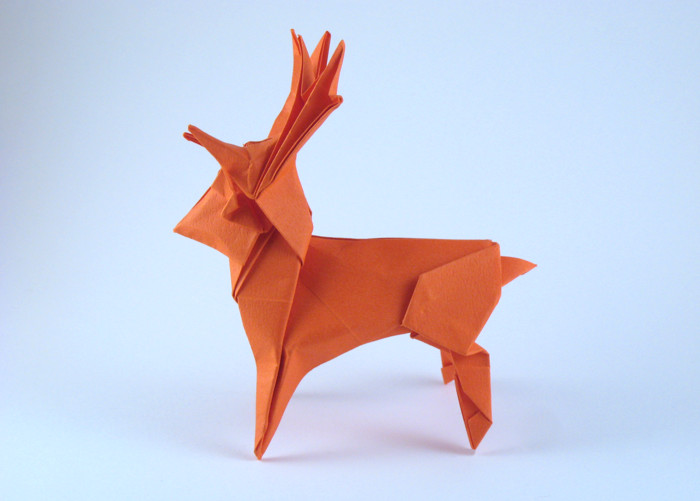 Origami Deer by Seiji Nishikawa. Folded from a square of Tant paper by Gilad Aharoni on giladorigami.com