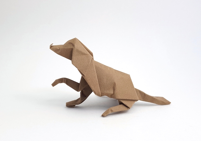 Origami Dog by David Brill. Folded by Gilad Aharoni on giladorigami.com
