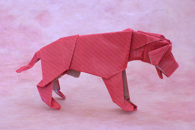 Origami Dog (Tosa) by Seiji Nishikawa. Folded from a square of kraft paper by Gilad Aharoni on giladorigami.com
