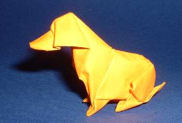 Origami Dog by Akira Yoshizawa. Wet-folded from a square of 160gr Canson art paper by Gilad Aharoni on giladorigami.com