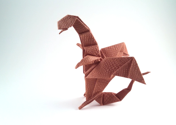 Origami Dragon by Mark W. Kennedy. Folded from a square of shizen handmade paper by Gilad Aharoni on giladorigami.com