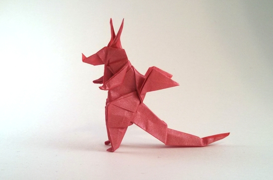 Origami Dragon by Eran Leiserowitz. Folded from a square of Nicolas Terry's tissue-foil by Gilad Aharoni on giladorigami.com