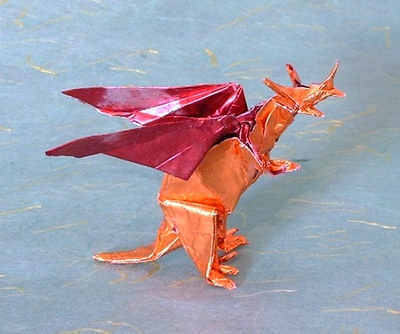 Origami Dragon by Seiji Nishikawa. Folded from a square of Japanese foil by Gilad Aharoni on giladorigami.com