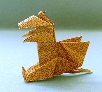 Origami Dragon - sitting by Peter Budai. Folded by Gilad Aharoni on giladorigami.com