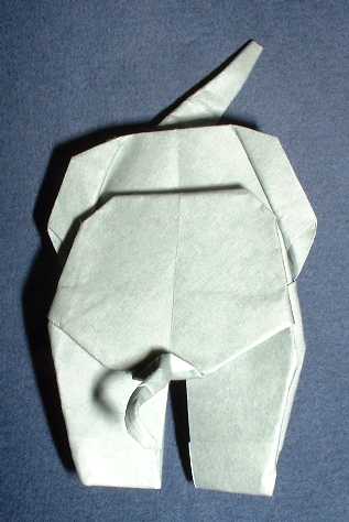 Origami Elephant - from behind by Kunihiko Kasahara. Folded from a square of origami paper by Gilad Aharoni on giladorigami.com