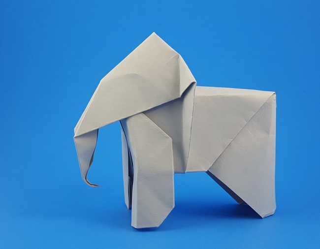 Origami Elephant by Wayne Brown. Folded from a square of cardstock by Gilad Aharoni on giladorigami.com