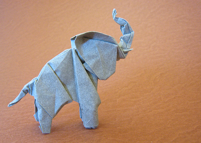 Origami Elephant by Neal Elias. Folded by Gilad Aharoni on giladorigami.com