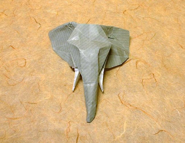 Origami Elephant head by Roman Diaz. Folded by Gilad Aharoni on giladorigami.com