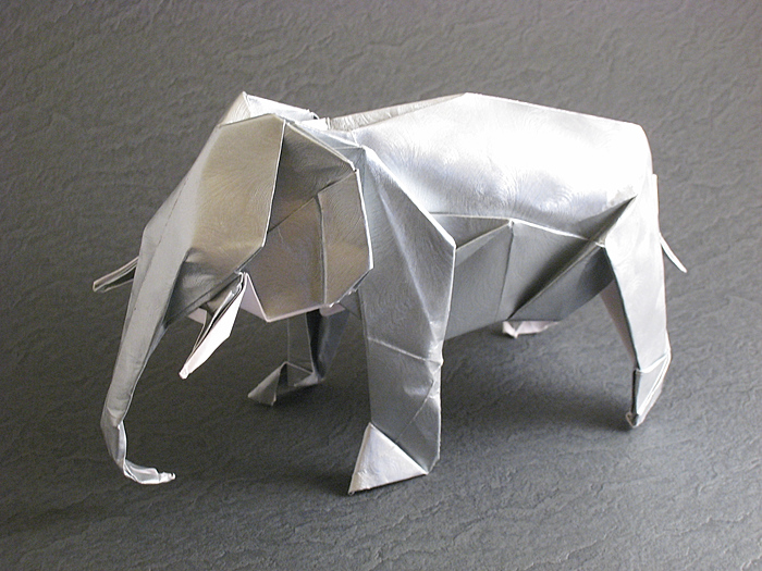 Origami Asiatic elephant by Satoshi Kamiya. Folded by Gilad Aharoni on giladorigami.com