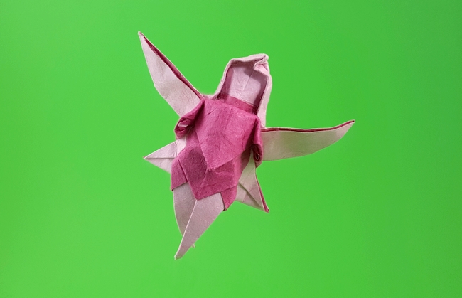 Origami Woodland fairy by Paul Frasco. Wet folded from a rectangle of double-sided mulberry paper by Gilad Aharoni on giladorigami.com