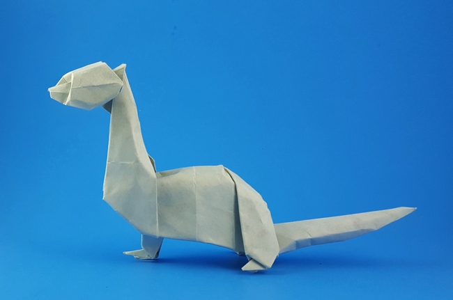 Origami Ferret by John Montroll. Folded from a square of French Marble paper by Gilad Aharoni on giladorigami.com