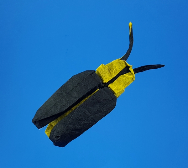 Origami Firefly by Joseph Fleming. Folded from a square of Duo Thai paper by Gilad Aharoni on giladorigami.com