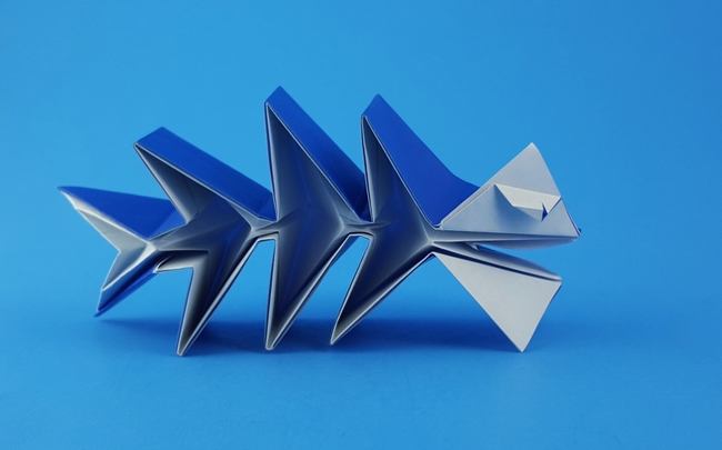 Origami Fish bones by Sebastien Limet (Sebl). Folded from a square of origami paper by Gilad Aharoni on giladorigami.com