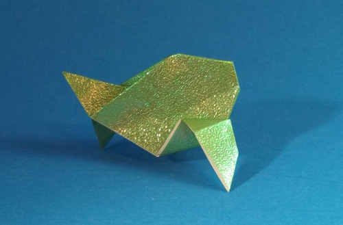 Origami Fish by Paul Jackson. Folded from a square of textured holoographic paper by Gilad Aharoni on giladorigami.com