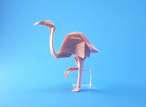 Origami Flamingo by John Montroll. Folded from a square of origami paper by Gilad Aharoni on giladorigami.com