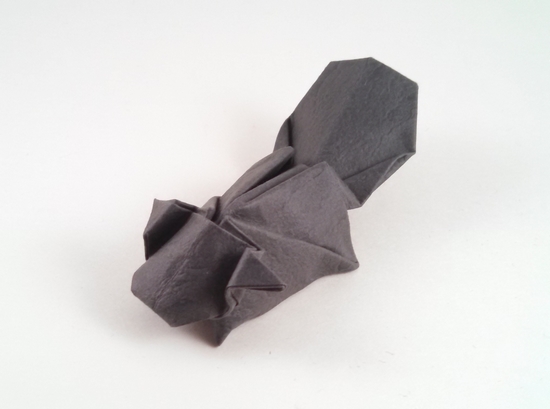 Origami Flying squirrel by Yamada Katsuhisa. Wet folded from a square of scrap booking paper by Gilad Aharoni on giladorigami.com