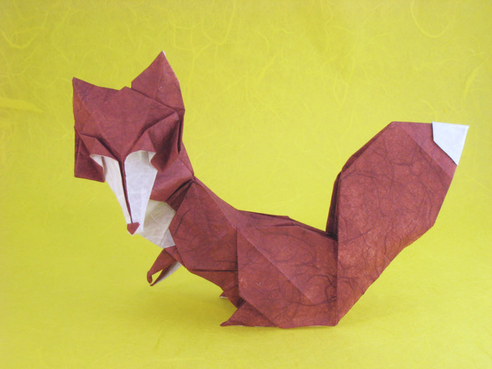 Origami Fox - Vixen by Roman Diaz. Folded from a square of double-sided Unryu paper by Gilad Aharoni on giladorigami.com