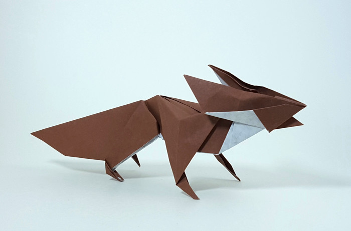 Origami Fennec fox by Fumiaki Kawahata. Folded from a square of origami paper by Gilad Aharoni on giladorigami.com