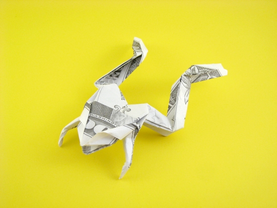 Origami Frog by Won Park. Folded from a dollar bill by Gilad Aharoni on giladorigami.com