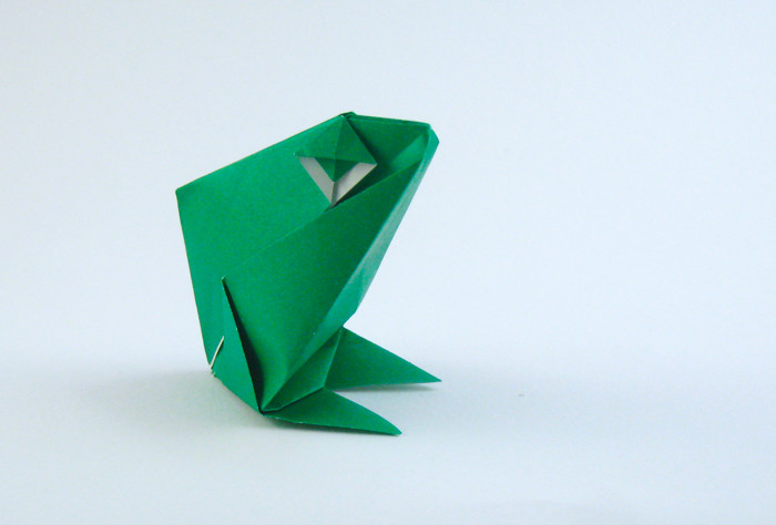 Origami Frog - smiling by Roman Diaz. Folded by Gilad Aharoni on giladorigami.com