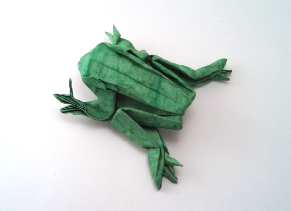 Origami Frog by John Szinger. Folded from a square of hand-made paper by Gilad Aharoni on giladorigami.com