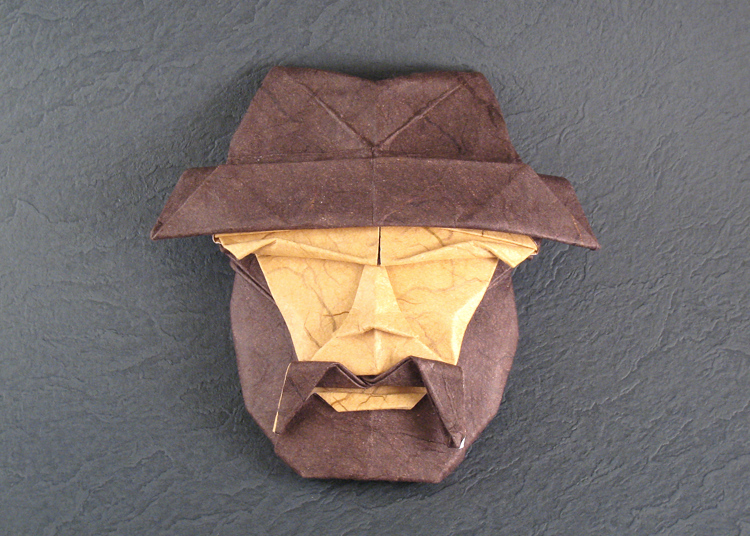 Origami Gaucho by Gabriel Alvarez Casanovas. Wet-folded from a square of double mulberry by Gilad Aharoni on giladorigami.com