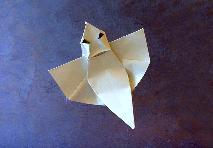 Origami Ghost by Robin Glynn. Folded from a square of origami paper by Gilad Aharoni on giladorigami.com