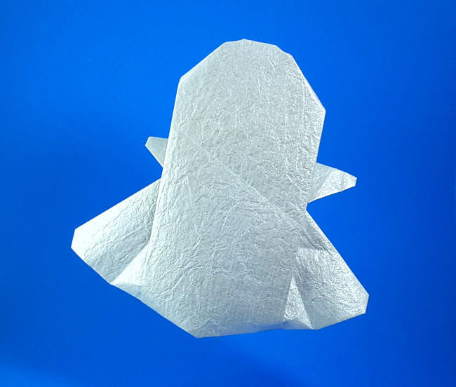 Origami Ghost by Marc Kirschenbaum. Folded from a square of scrapbooking paper by Gilad Aharoni on giladorigami.com
