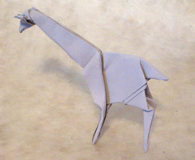 Origami Giraffe by David Brill. Wet-folded from a rectangle of 160gsm Canson art paper by Gilad Aharoni on giladorigami.com